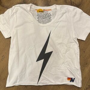 Aviator nation white tee with black lightning bolt.  Size xs.